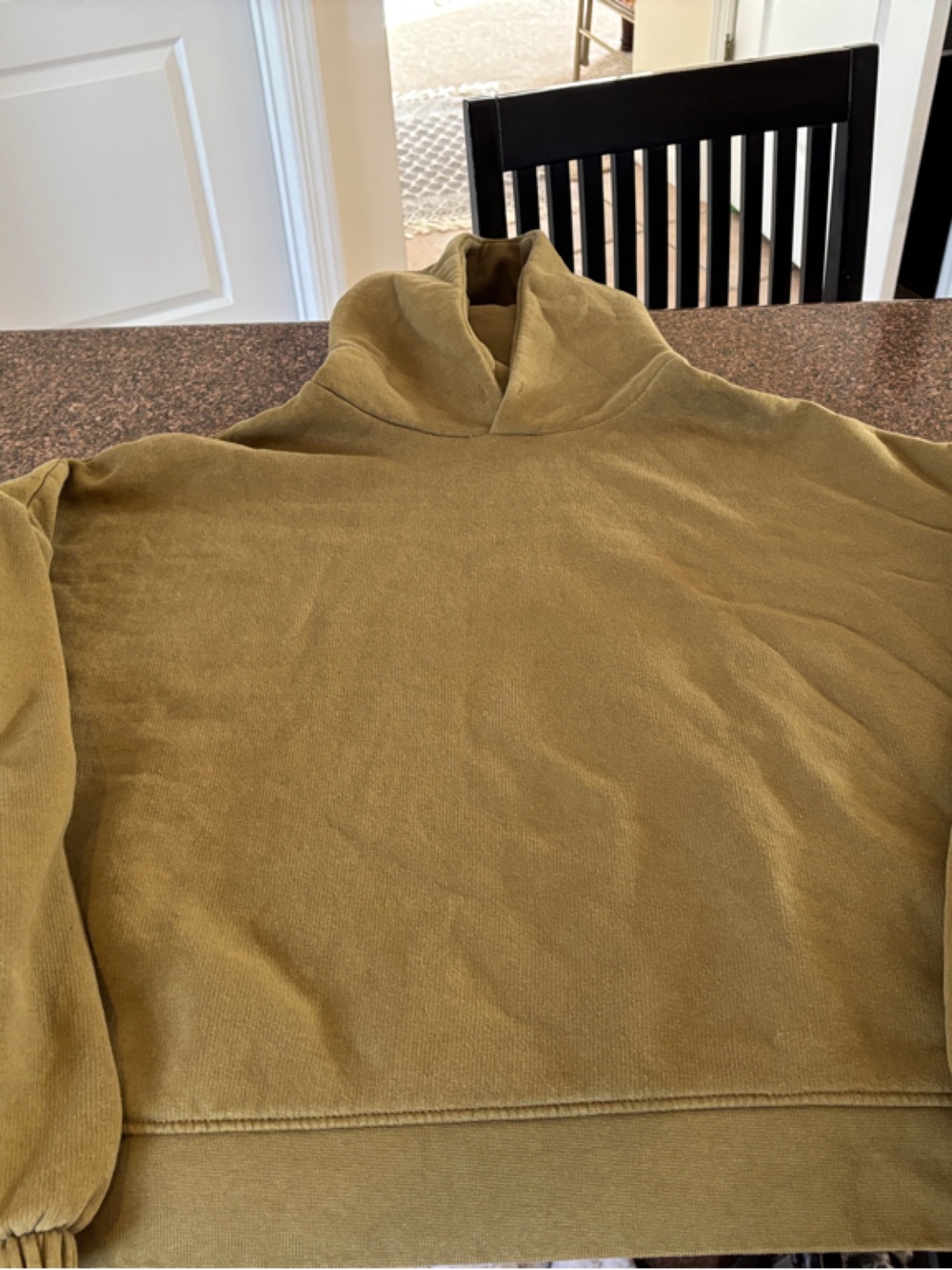 STANDARD CLOTH Men's Olive Hooded Pullover Sweatshirt-S